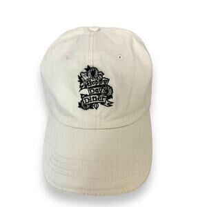 Hoppy Days Diner Baseball Hat Cap Adjustable Ivory Black Embroidered Unisex OS